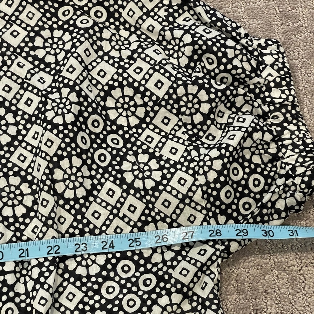 Emerson Fry Mandarin Collar Top, Daisy Check, Black/White, Button Down Front, OS - Picture 10 of 16